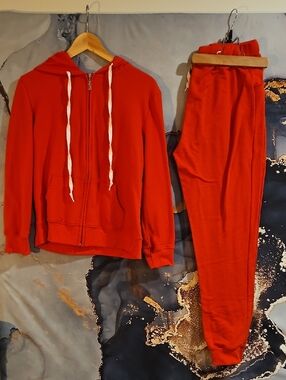 Red Hoodie and Jogger Sweatshirt Set